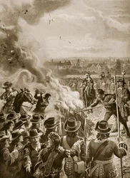 La quema del panfleto de Blount por el verdugo, 1693, ilustración de 